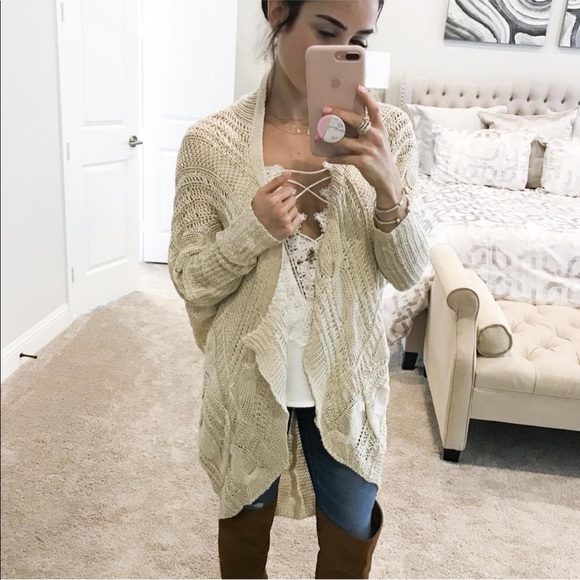 Sweaters - Cream Long Sleeve Cardigan